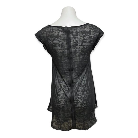 Alice +  Olivia XS Black High Low Boat Neck Burnout Tee NEW WITH TAGS - Picture 4 of 9